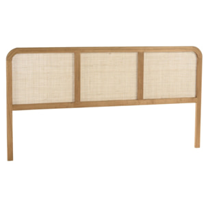 AMY - Tête de lit en bois de mindi et rotin naturel pour lits 160/180cm AMY