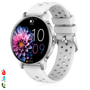 Smartwatch QS80 con llamadas BT, notificaciones push. Monitor deportivo y de salud.