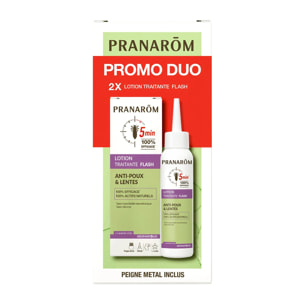 Pranarom - Duo pack lotion traitante FLASH anti-poux et lentes - 2 x 100 ml