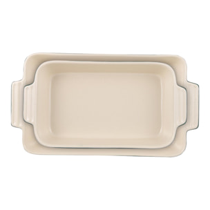 Juego de 2 Utensilios de cocina - Cuchara y espátula de silicona + 2 Fuentes de horno rectangulares en Gres color verde EXCALIBUR Bergner