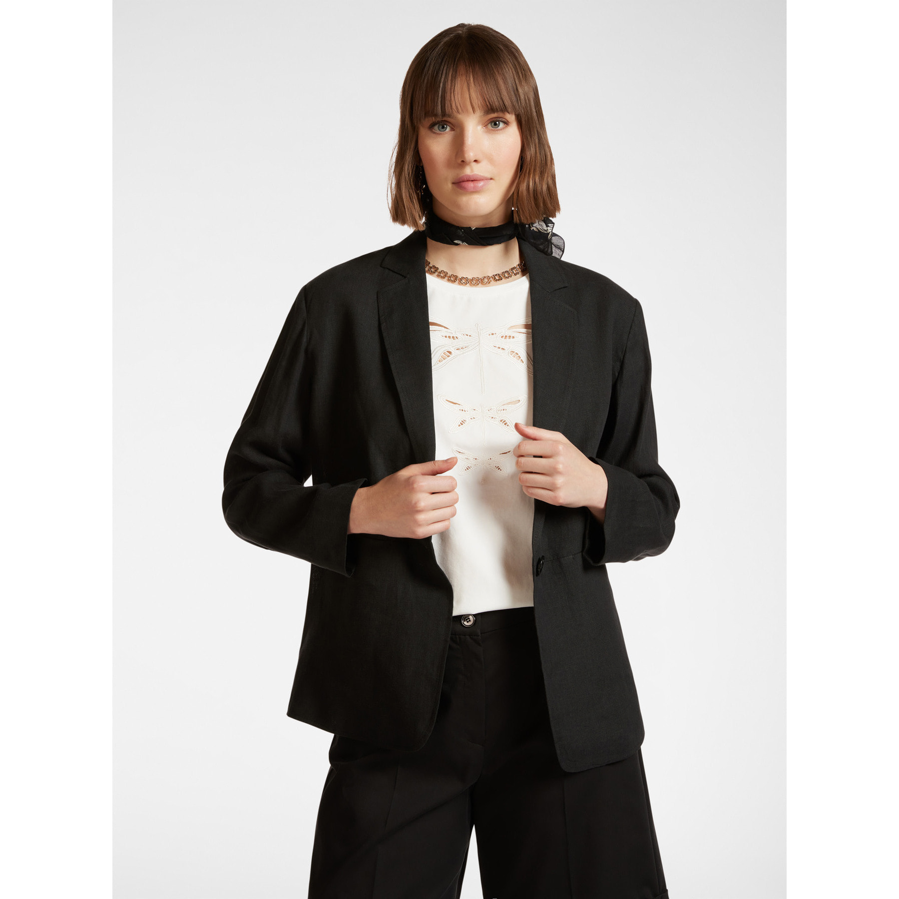 Elena Mirò - Americana de lino - Negro