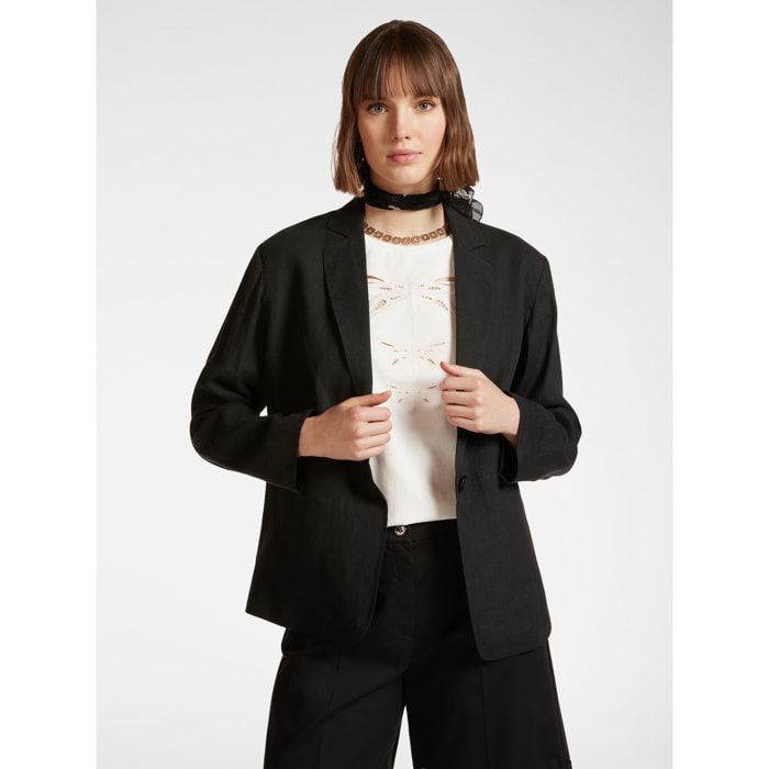 Elena Mirò - Americana de lino - Negro