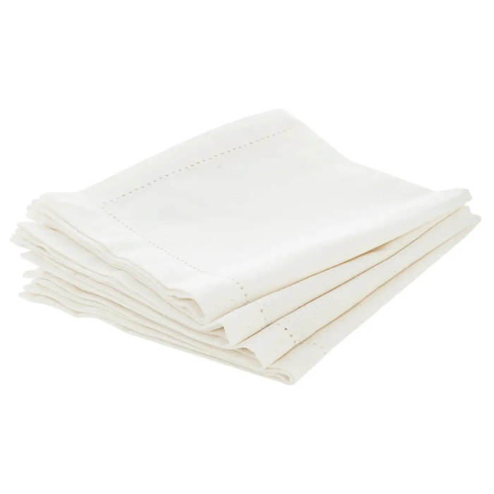 Lot de 4 serviettes de table "Chambray" - blanc 40x40 cm