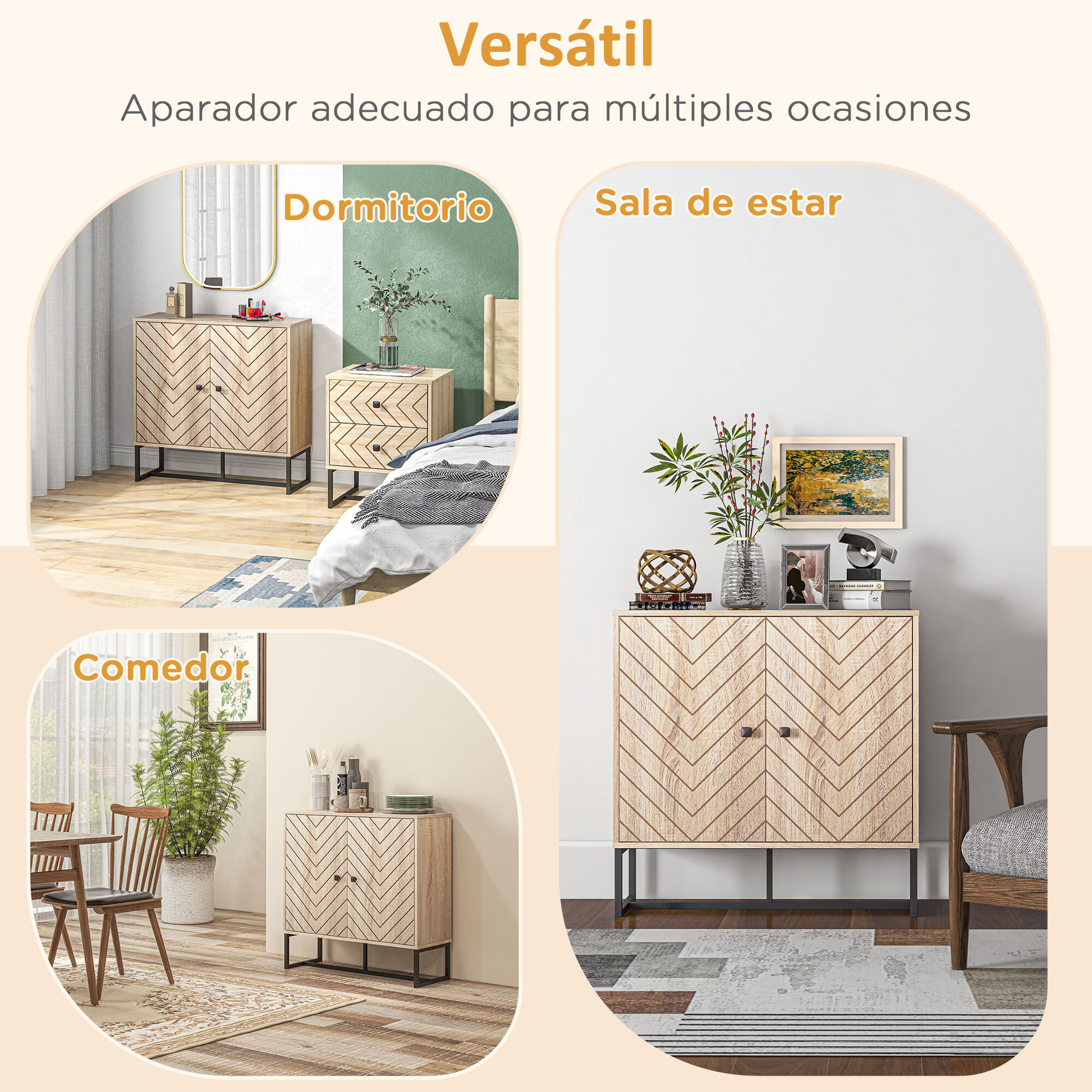 Aparador de Cocina Armario Buffet con 2 Puertas y Estantes Armario de Almacenaje para Comedor Salón Dormitorio Estilo Moderno 80x29,5x80 cm Madera Natural y Negro