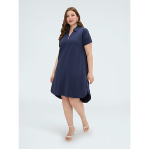Fiorella Rubino - Vestido con cuello polo y botón joya - Azul