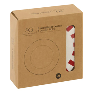 Lot de 6 assiettes dessert Cheri rouge D19xH1,8cm