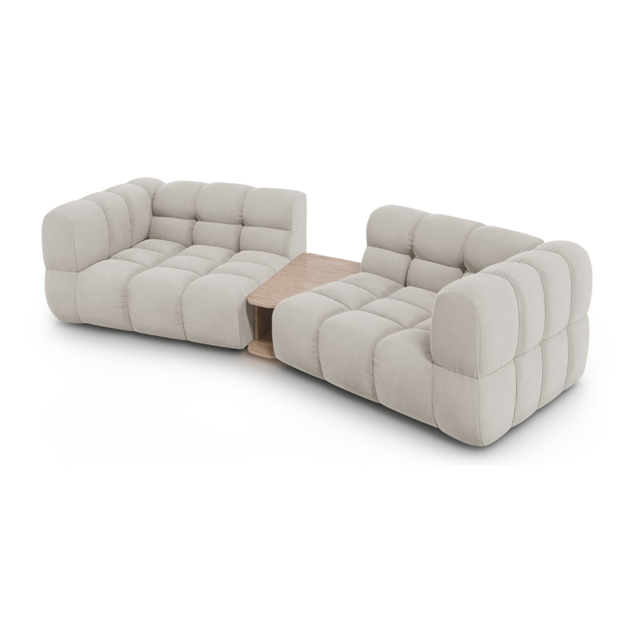 Canapé modulable "Sky" 2 places en velours beige clair