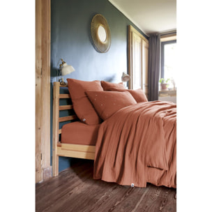 Parure de draps ''Gaïa'' Gaze de Coton 4 pièces - Gaïa Terracotta