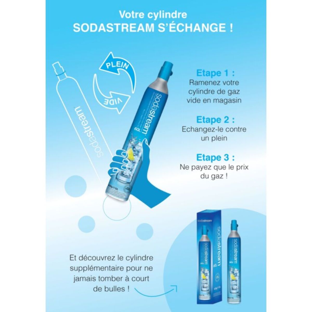 Cylindre CO2 SODASTREAM Recharge CO2 supplément Originale à vis