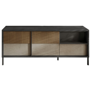 Jules - meuble tv - 2 portes et 1 tiroir - 156 cm - Gris / Bois