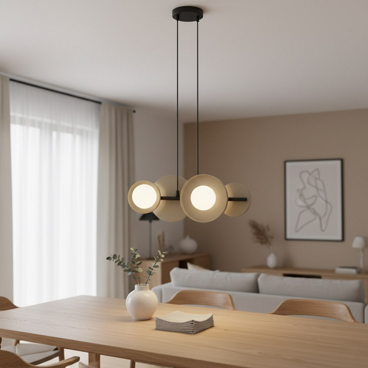 Lampada a sospensione Model in acciaio moka e vetro