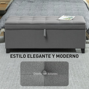 Puff Almacenaje Banco Almacenaje 112L Tapizado en Lino con 2 Bisagras de Seguridad Tapa Abatible y Asiento con Capitoné para Dormitorio Salón Entrada Carga 120 kg 120x40x48 cm Gris Oscuro