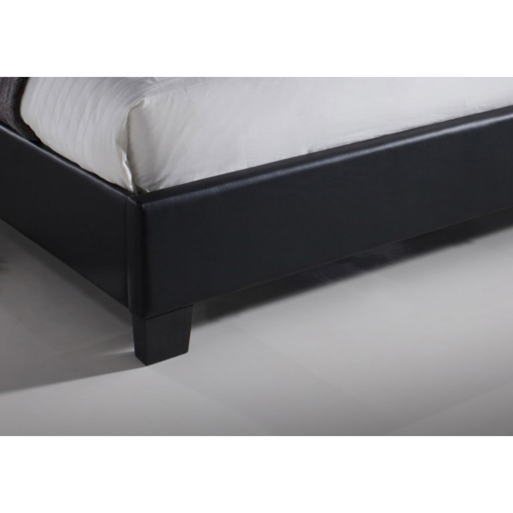 Lit double queen size simili noir 160x200cm - SONNA