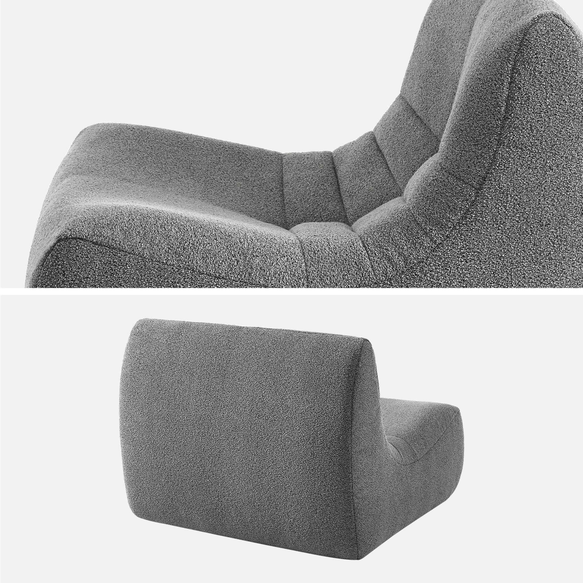 Lot de 3 fauteuils chauffeuses en bouclette texturée gris style contemporain 1 place
