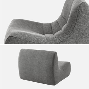 Lot de 3 fauteuils chauffeuses en bouclette texturée gris style contemporain 1 place