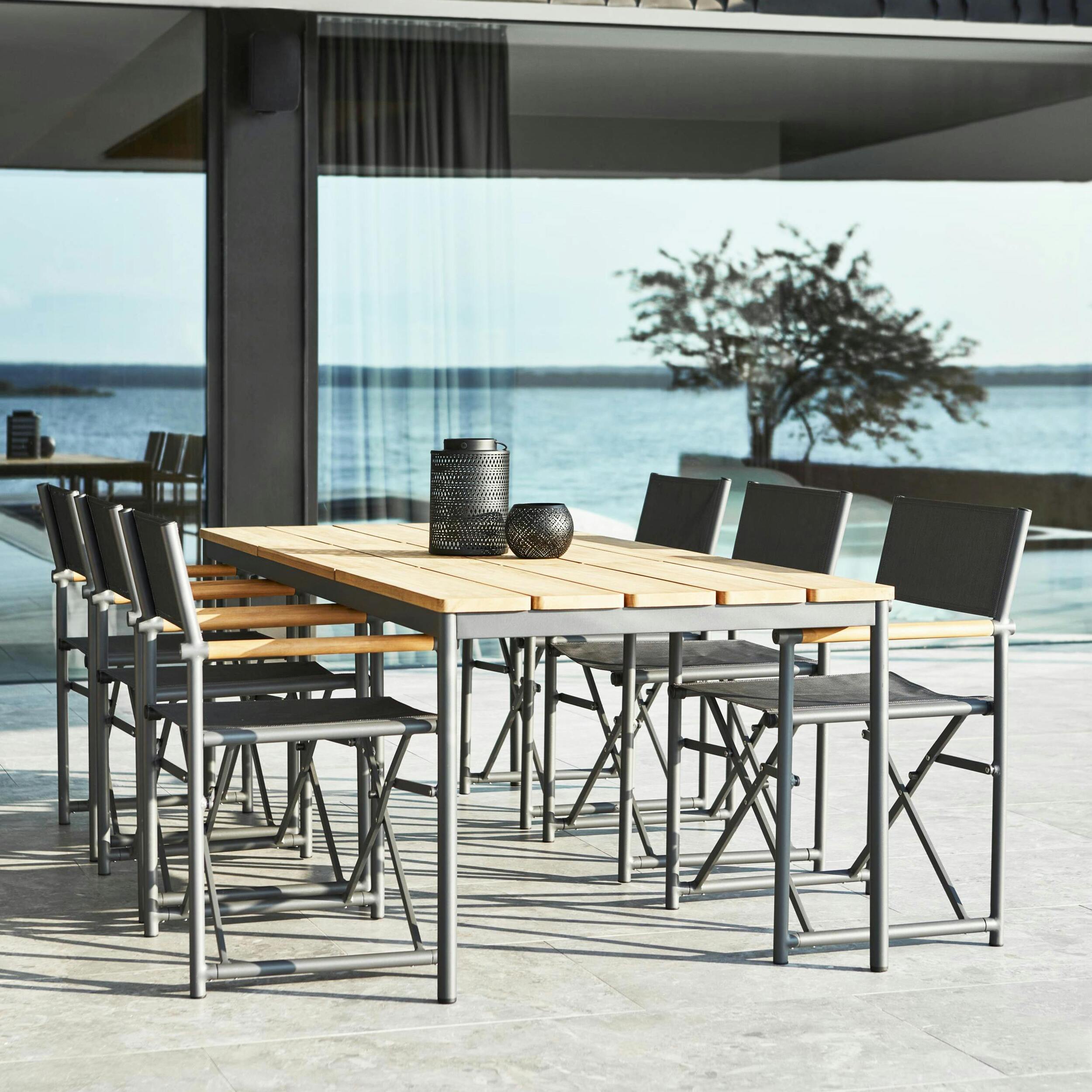 Table de jardin en aluminium gris ardoise et teck 238 cm OSLO