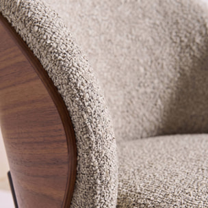 Chaise bois de peuplier teinté noyer, acier et tissu texturé (lot de 2) PAUL