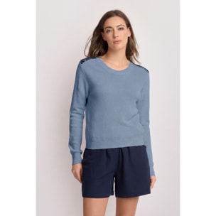 Kocca - Maglia gioiello a maniche lunghe Donna, Tinta unita, Girocollo