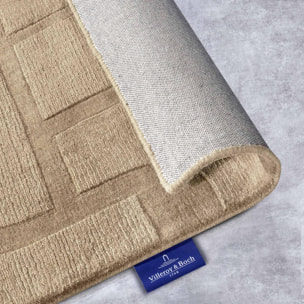 Tapis salon motif géométrique, laine tissée main, ziya authentique