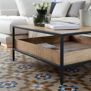 Table basse Boston -bois massif de manguier-couleur bahamas naturelles 90 x 40 x 90 cm