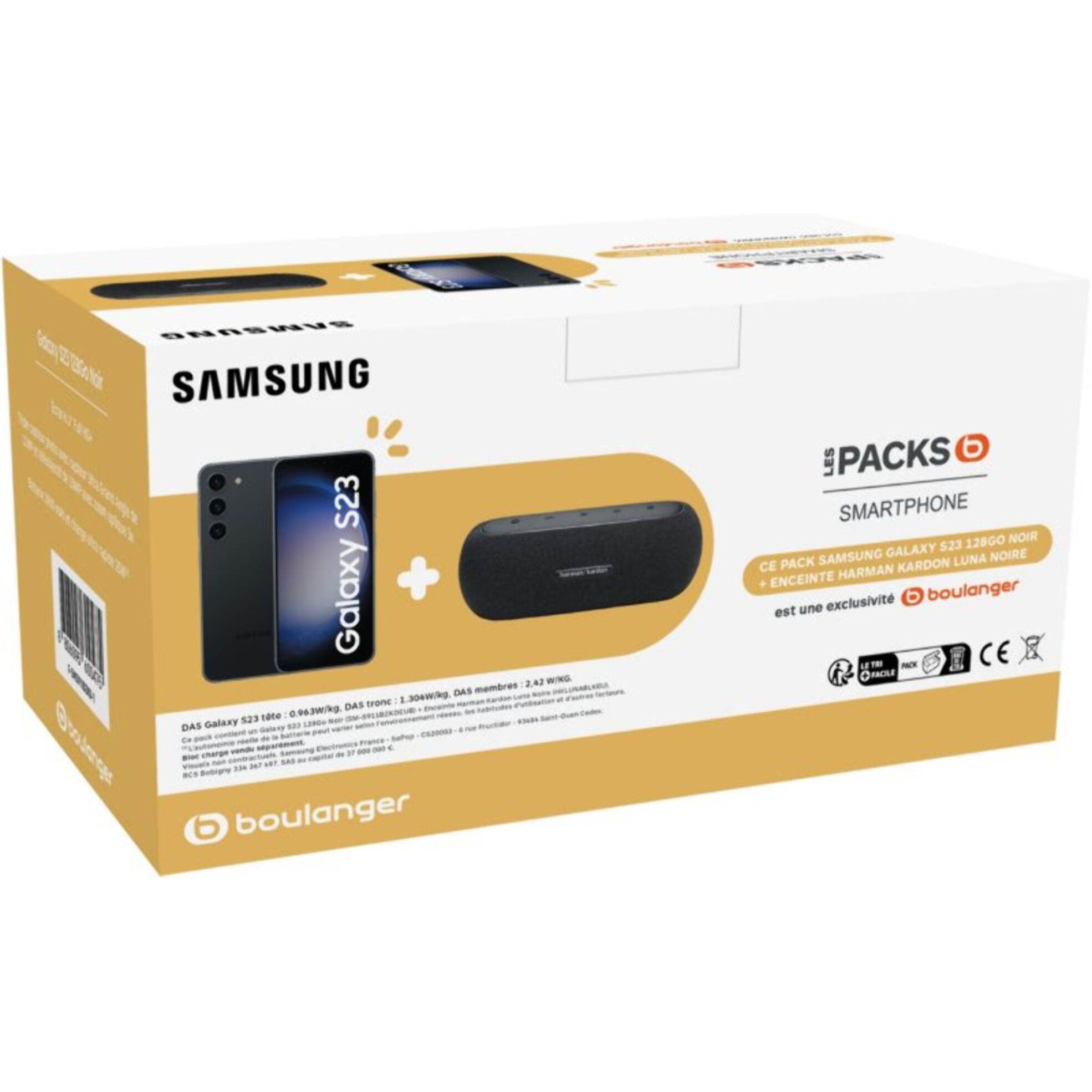 Smartphone SAMSUNG Pack S23 Noir + Enceinte HK Luna1