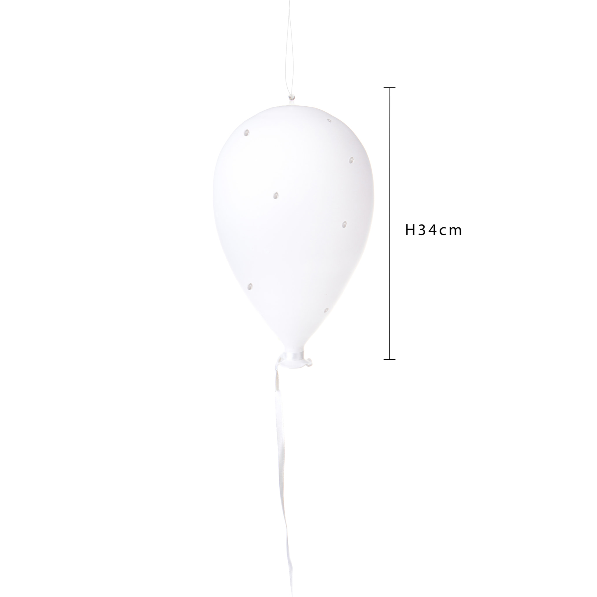 Palloncino In Vetro Con Filo. Altezza 34 Cm - Pezzi 1 - 20X34X20cm - Colore: Bianco - Bianchi Dino - Oggettistica, Componenti D'Arredo