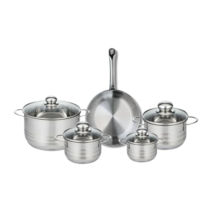 Ensemble de 1 Poêle de cuisson 24 cm et 4 faitouts 12, 14, 16 et 20 cm Elo Profi Brillant