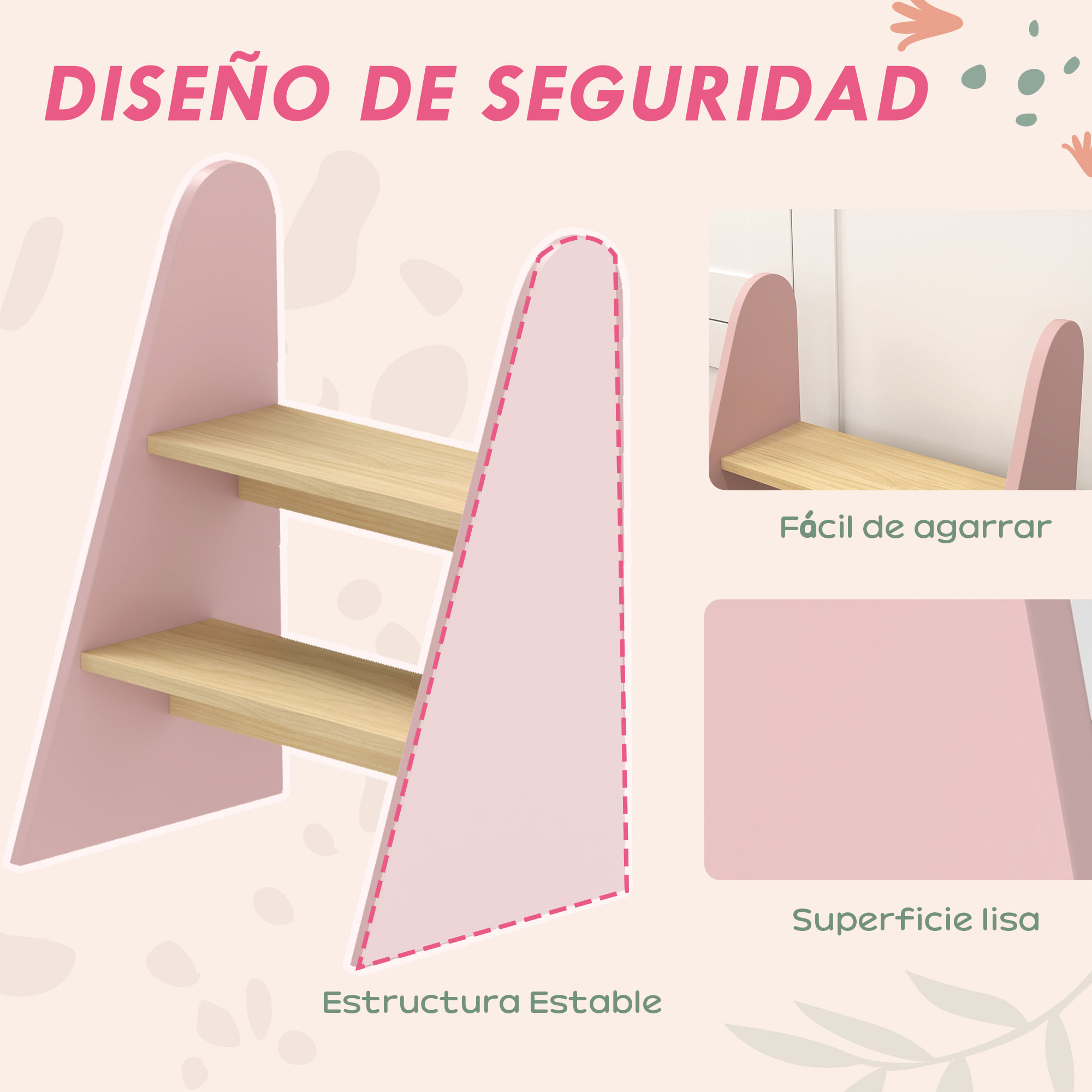 Taburete para Niños de 2 Peldaños Torre de Aprendizaje Escalera para Niños de +3 Años para Baño Cocina Librería Dormitorio Rosa