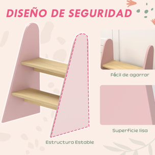 Taburete para Niños de 2 Peldaños Torre de Aprendizaje Escalera para Niños de +3 Años para Baño Cocina Librería Dormitorio Rosa