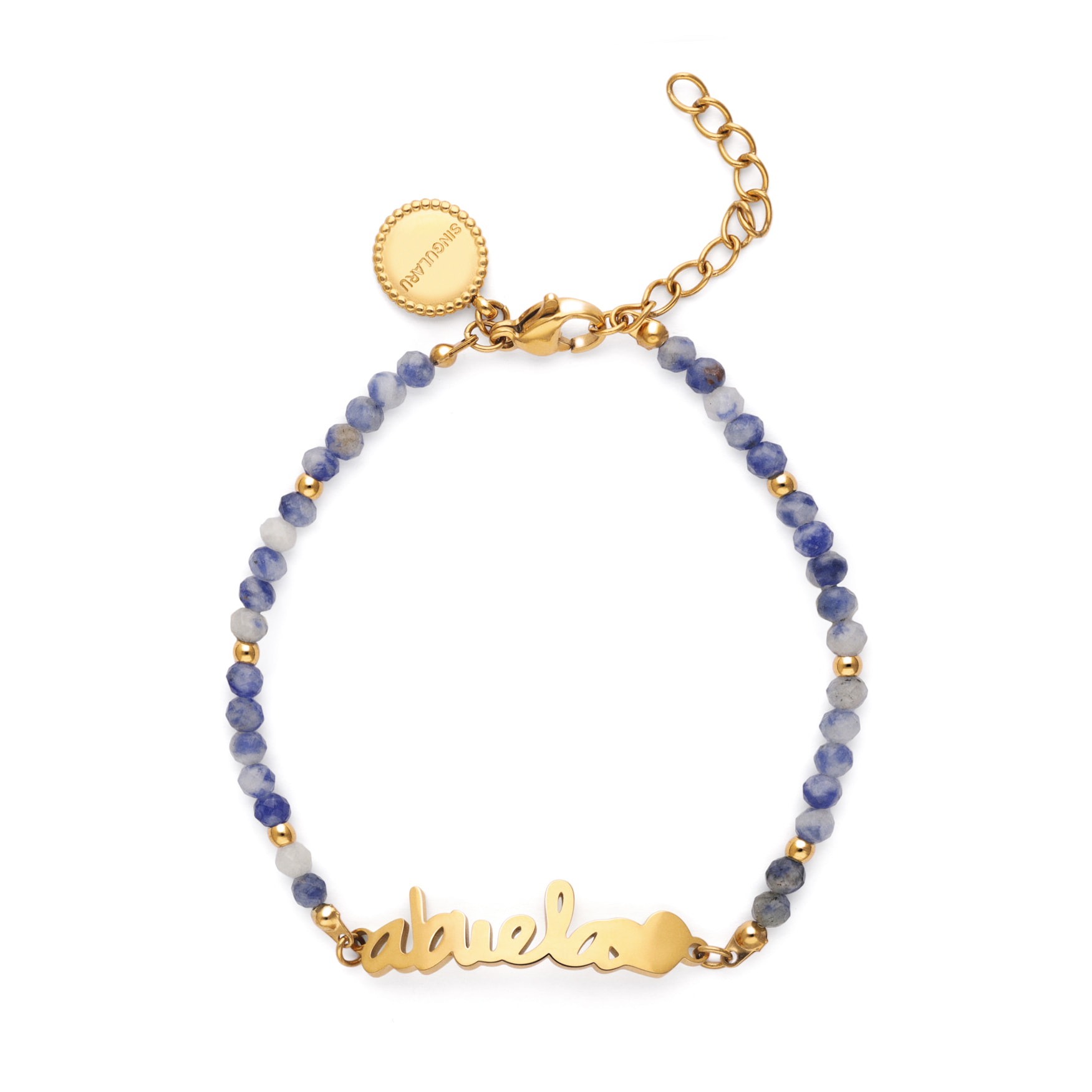 Pulsera Abuela Heart Cianita Acero Baño Oro