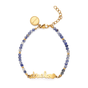 Pulsera Abuela Heart Cianita Acero Baño Oro