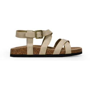 Sandalias planas beige con suela de corcho