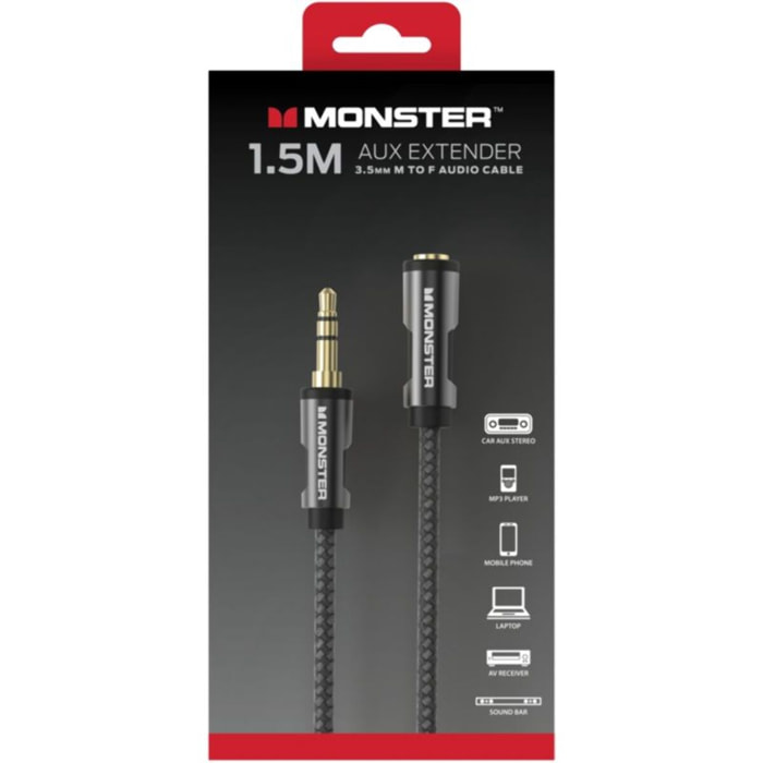 Câble Jack MONSTERCABLE 3.5MM male vers femelle 1.5M
