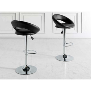 Set de 2 taburetes – Asientos elevable y polipiel negra