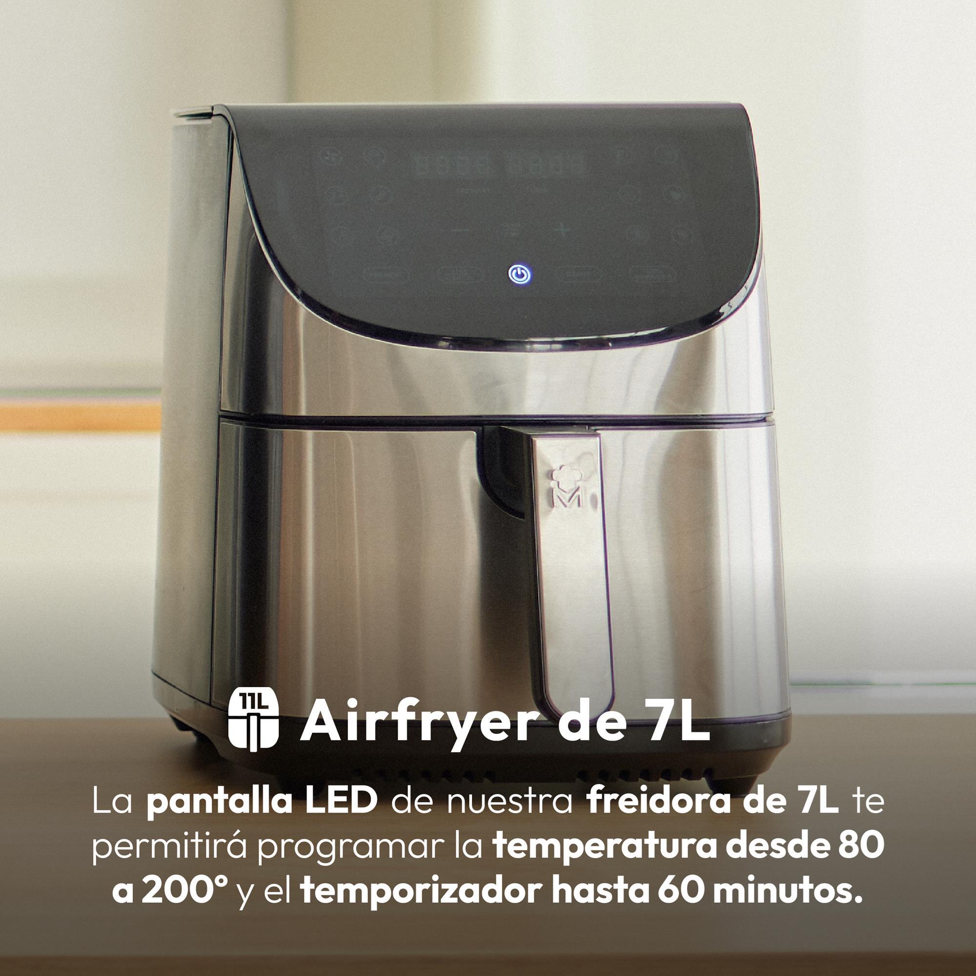 MasterPro ROCKET 700 - Freidora de Aire 1800W 7L - 12 Programas - Pantalla LED Táctil - Temperatura Ajustable - Recetario Online - Fácil Limpieza