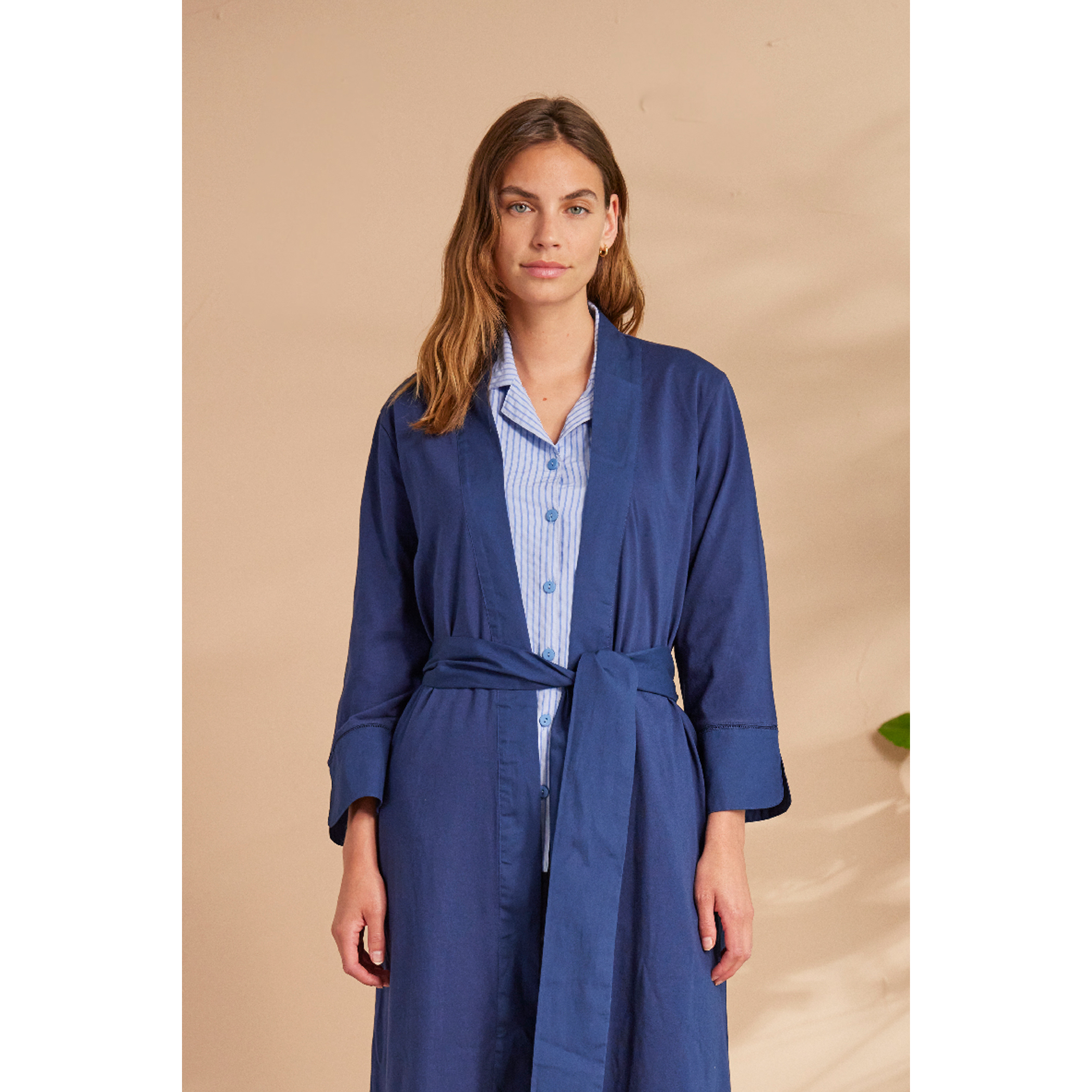 Vestaglia donna lunga cotone bluette Noidinotte