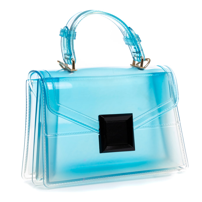 Mini tote bag Zapponeta, in PVC trasparente con sfumatura.