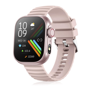 DAM Smartwatch ZW39 con notificaciones de Apps, llamadas Bluetooth. Monitor de tensión y oxígeno en sangre. 3,7x1,1x4,7 Cm. Color: Rosa