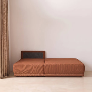 Banquette canapé d'angle gauche convertible 3 places velours côtelé avec coffre NELSON