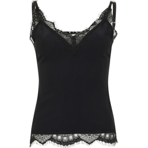 PHILIPP PLEIN Shiny Rib Tank Top Lace