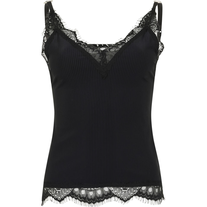 PHILIPP PLEIN Shiny Rib Tank Top Lace