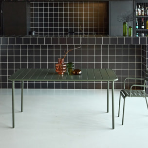 Table de jardin métal 6-8 places. kaki. Amelia. 160x90xH72.5cm