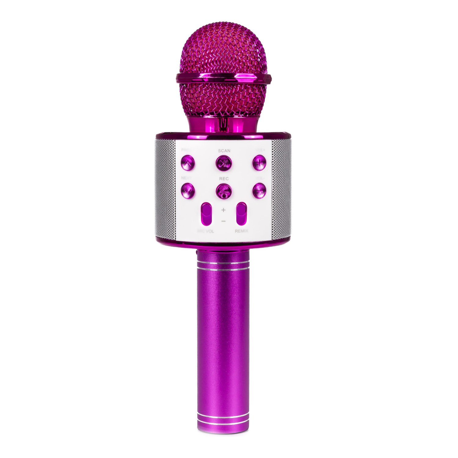 DAM Microfono Karaoke Multifunzione con Altoparlante Incorporato 7,5x7,5x22,3 Cm. Colore fucsia