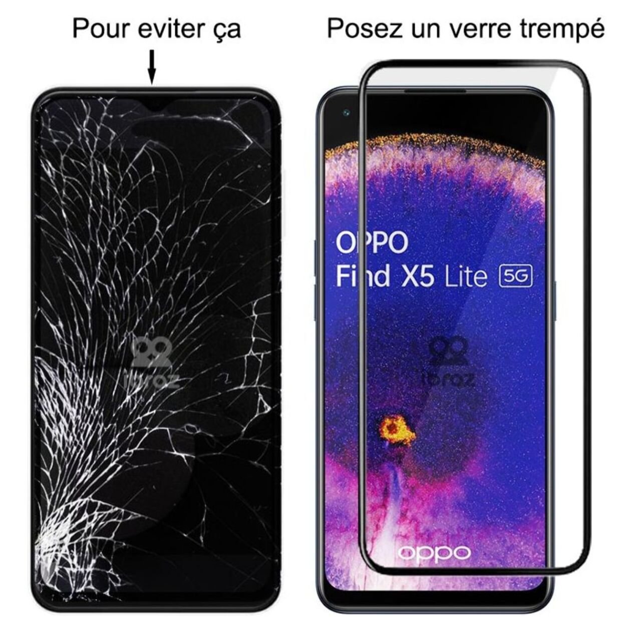 Protège écran IBROZ Oppo Find X5 Lite Pack 3 Verres Tre