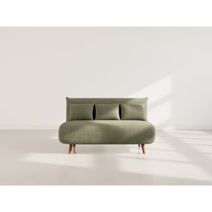 Lumi - Banquette convertible clic-clac 2 places en velours côtelé - Vert