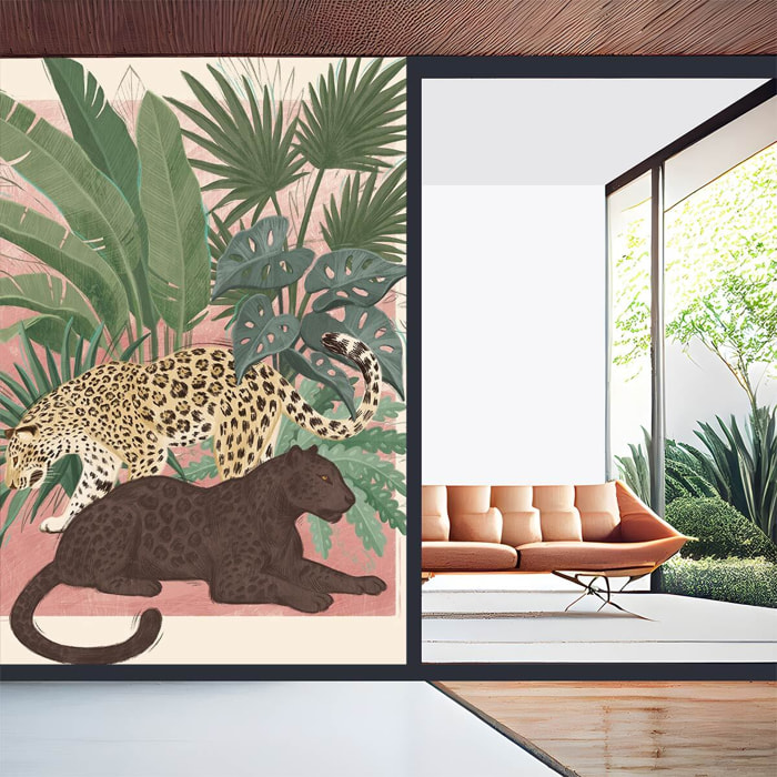 Papier peint exotique felins dans la jungle Intissé