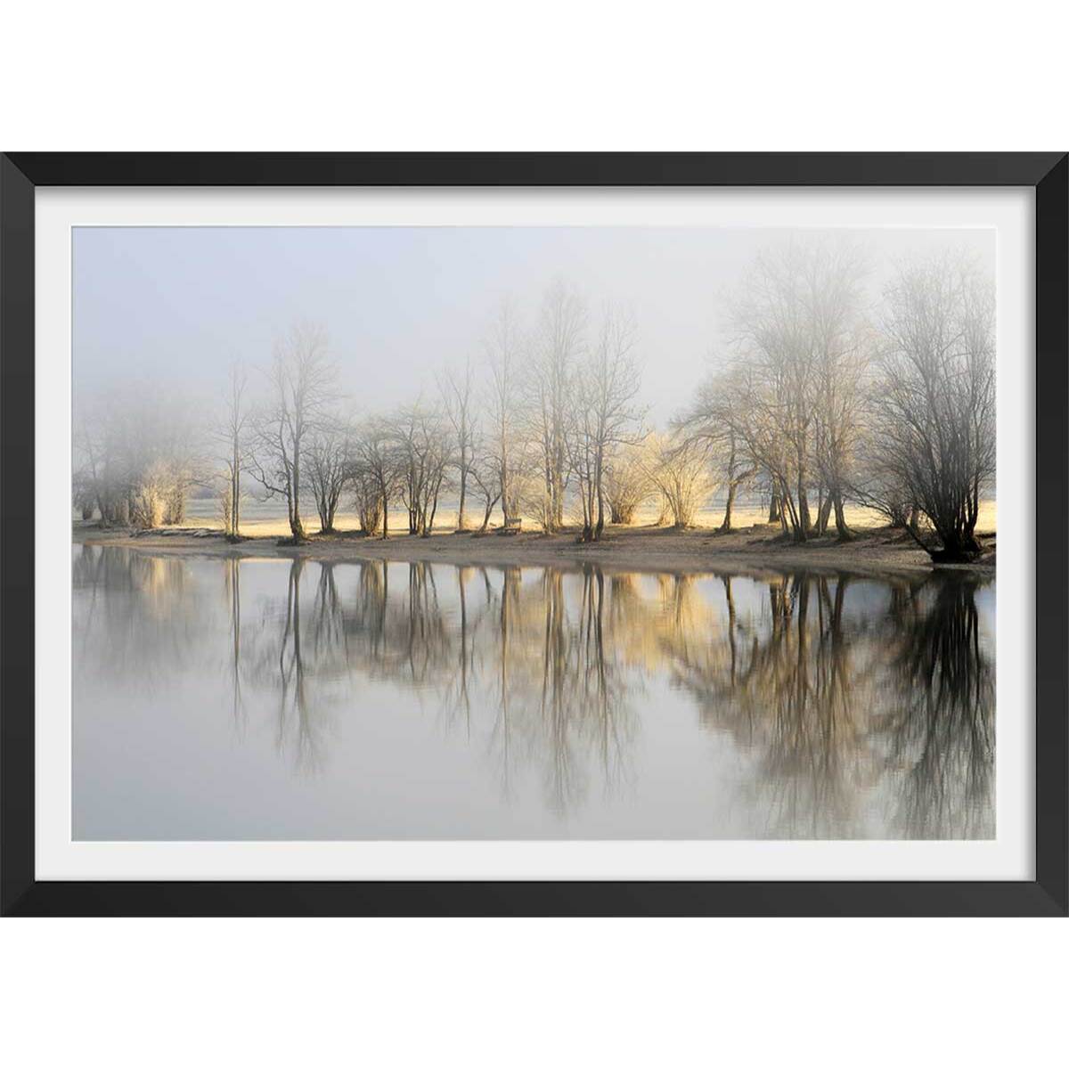 Affiche paysage Une journee de janvier Affiche + cadre en bois - Noir