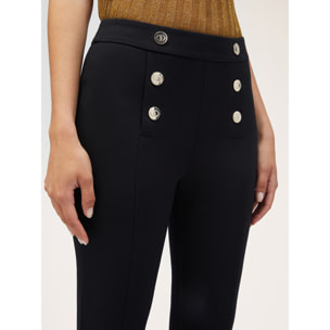 Motivi - Pantalón regular fit de punto Milano con botones - Negro