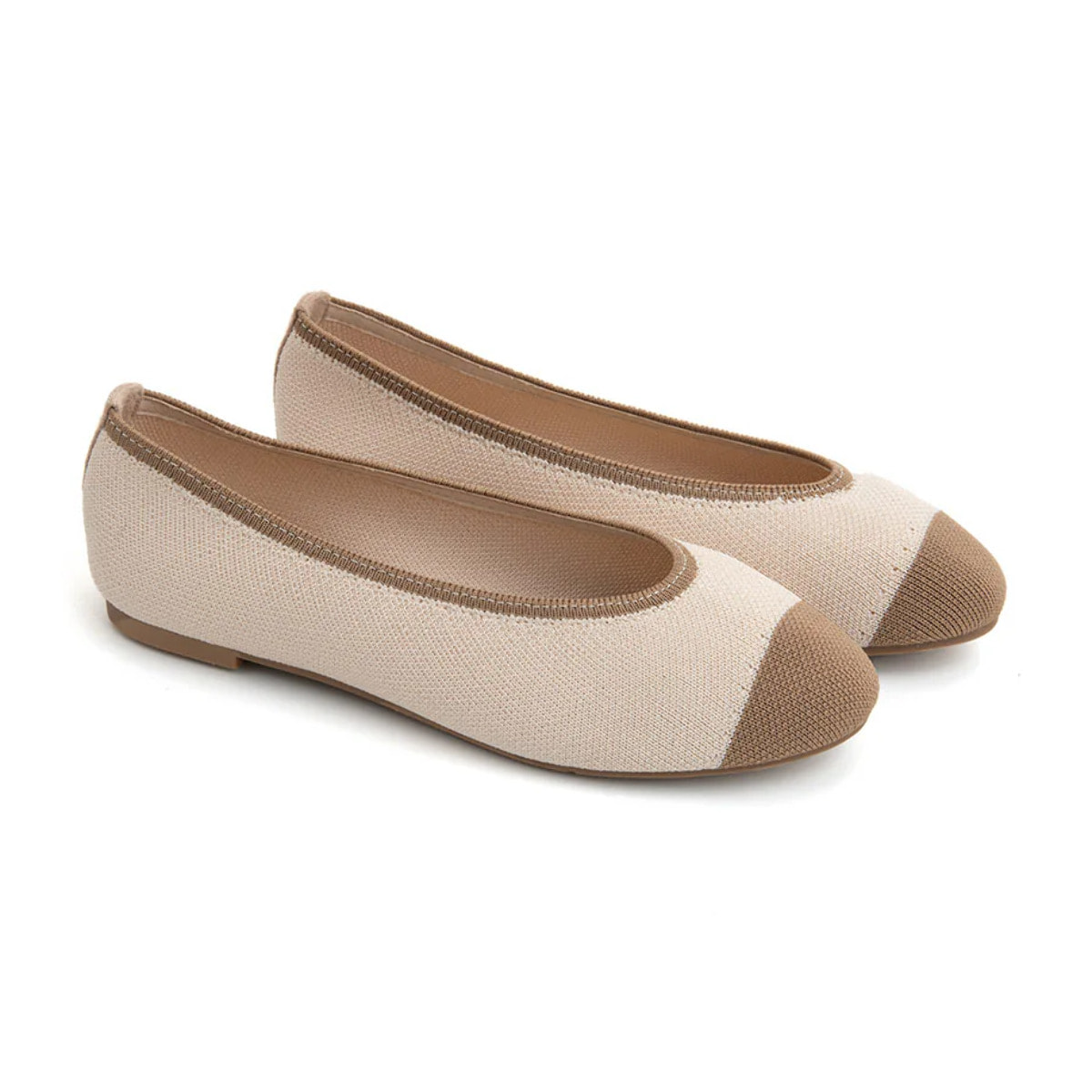 Ballerina classica micro-intrecciata bicolore - BEIGE