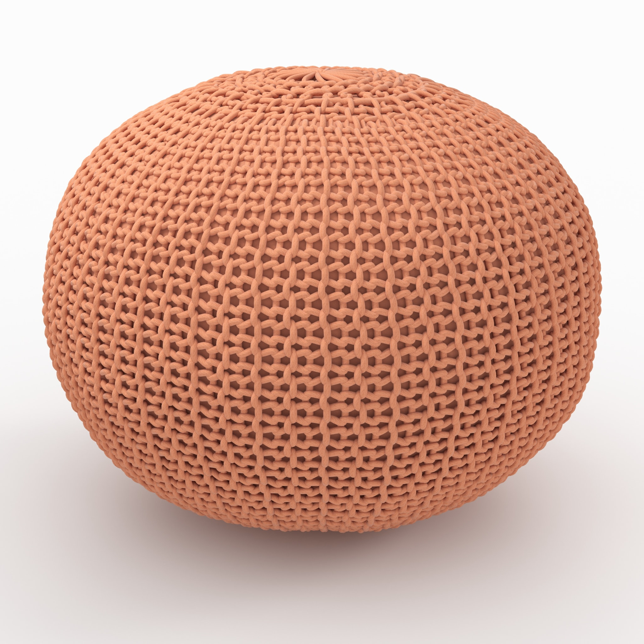 Pouf tricot rond rose poudré D40 cm - Elisa